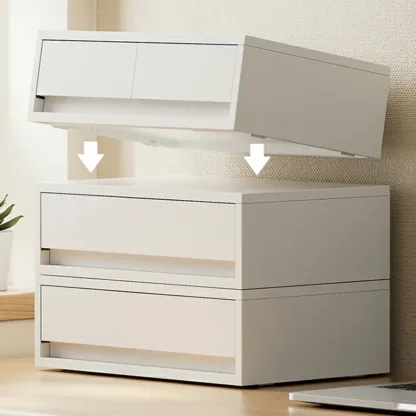 Durable White Plastic Stackable Filing Cabinet for Home Office Image - 13