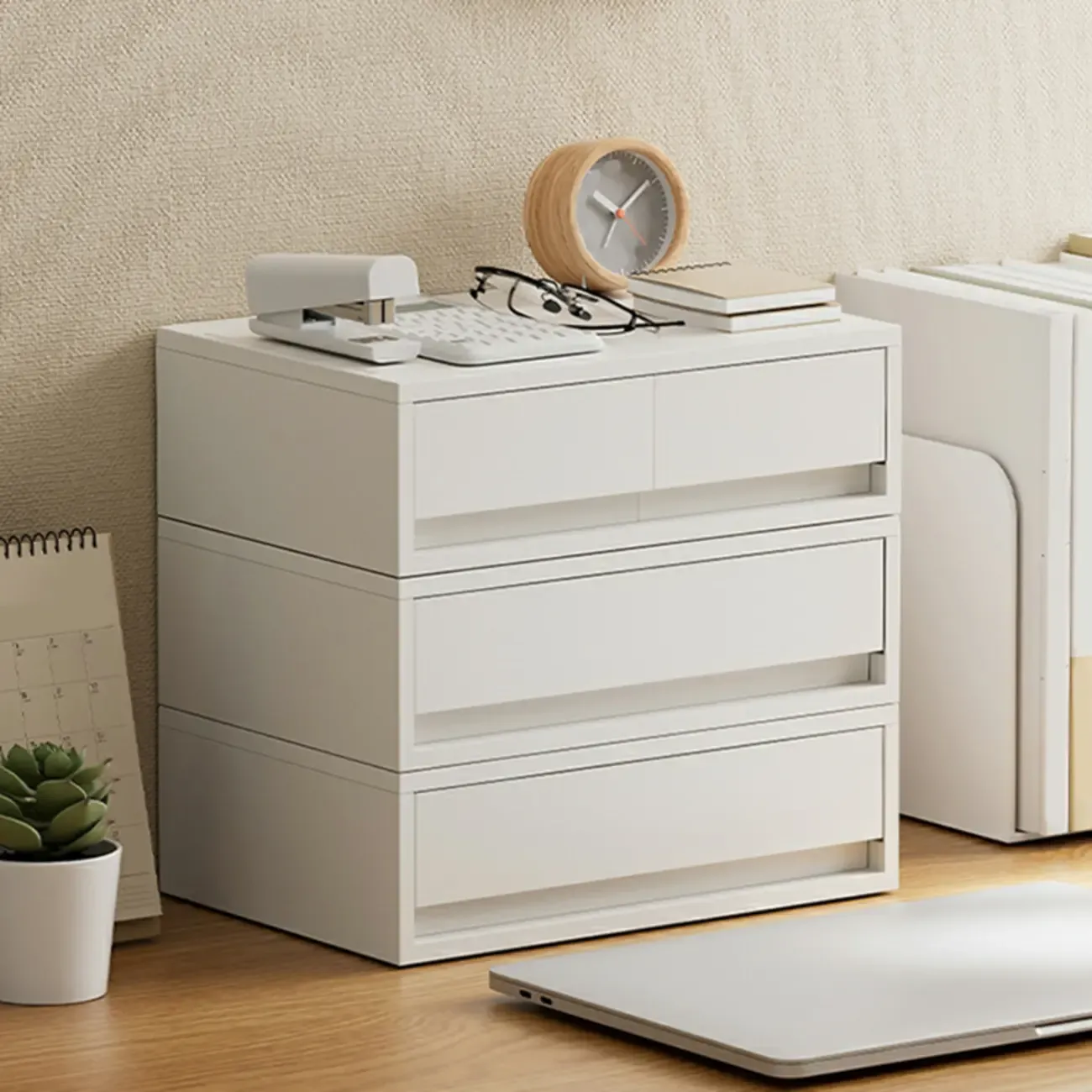 Durable White Plastic Stackable Filing Cabinet for Home Office Image - 16