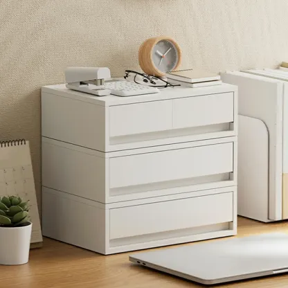 Durable White Plastic Stackable Filing Cabinet for Home Office Image - 16