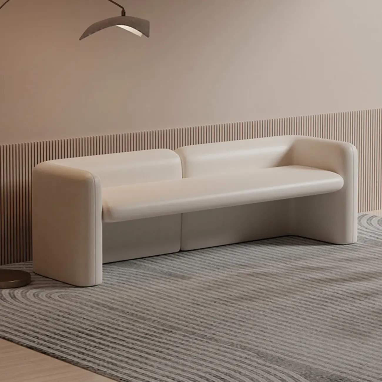 Cushioned Modern Short Genuine Leather Bedroom Bench Image - 1