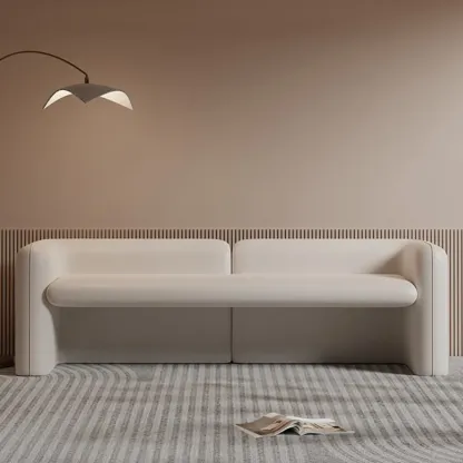 Cushioned Modern Short Genuine Leather Bedroom Bench Image - 4