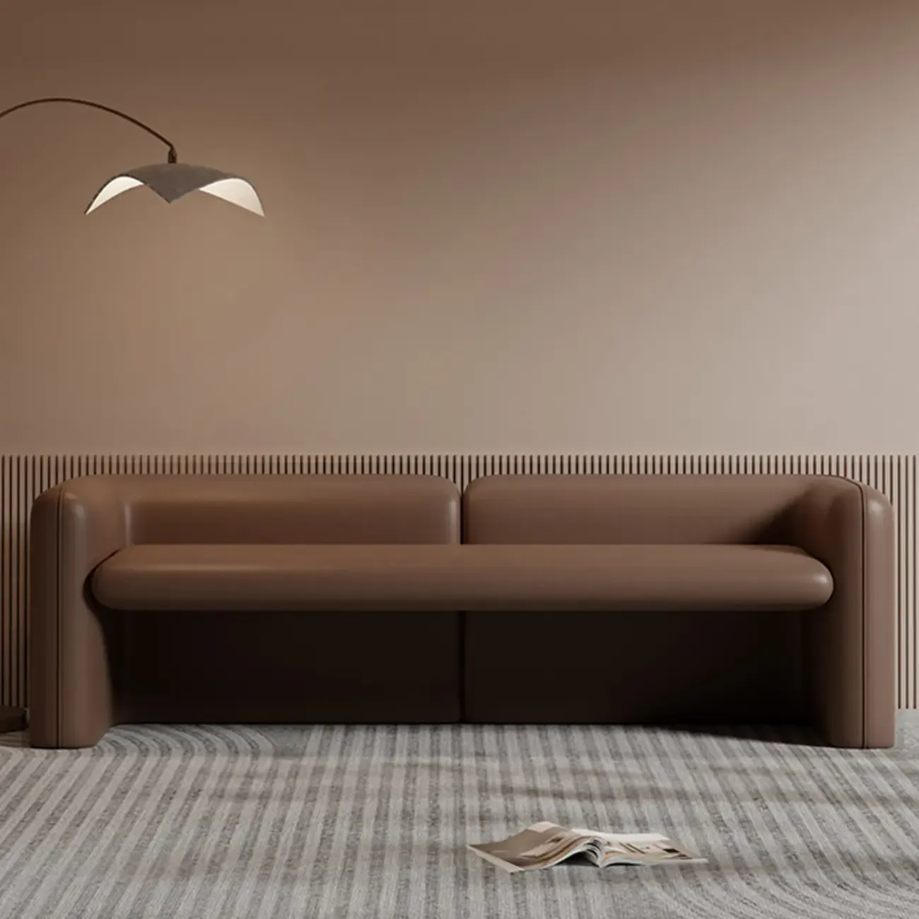 Cushioned Modern Short Genuine Leather Bedroom Bench Image - 3