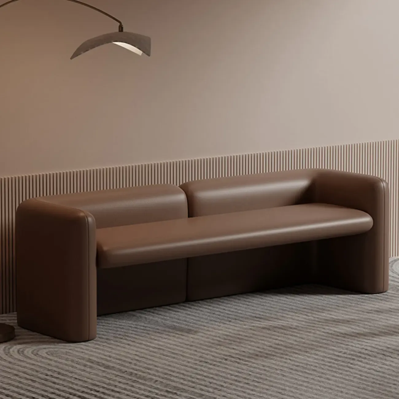 Cushioned Modern Short Genuine Leather Bedroom Bench Image - 6