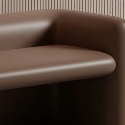 Cushioned Modern Short Genuine Leather Bedroom Bench Image - 8