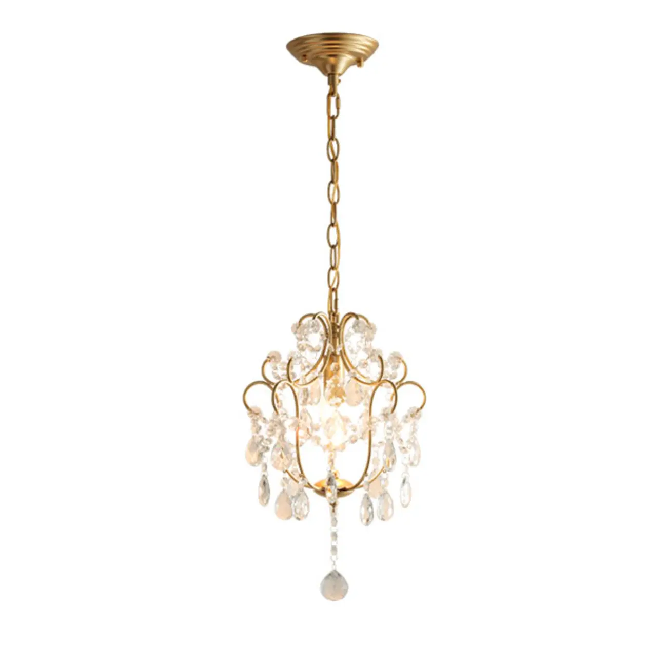 Elegant Gold Crystal Mini Kitchen Pendant Light Adjustable Chain Image - 5 | homeyfad
