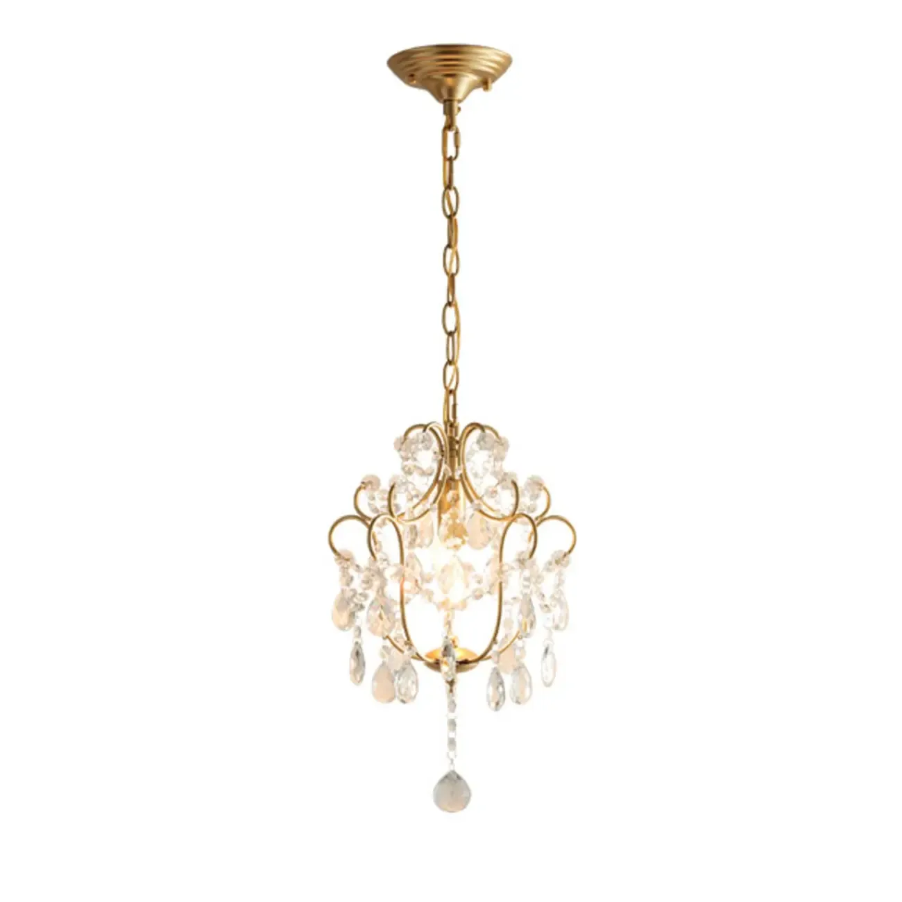 Elegant Gold Crystal Mini Kitchen Pendant Light Adjustable Chain Image - 5