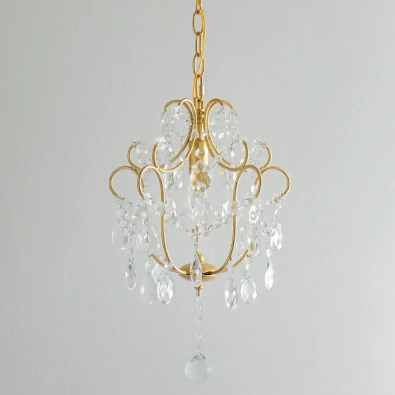 Elegant Gold Crystal Mini Kitchen Pendant Light Adjustable Chain Image - 7