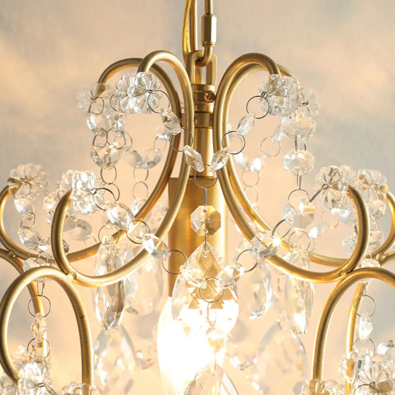 Elegant Gold Crystal Mini Kitchen Pendant Light Adjustable Chain Image - 9 | homeyfad