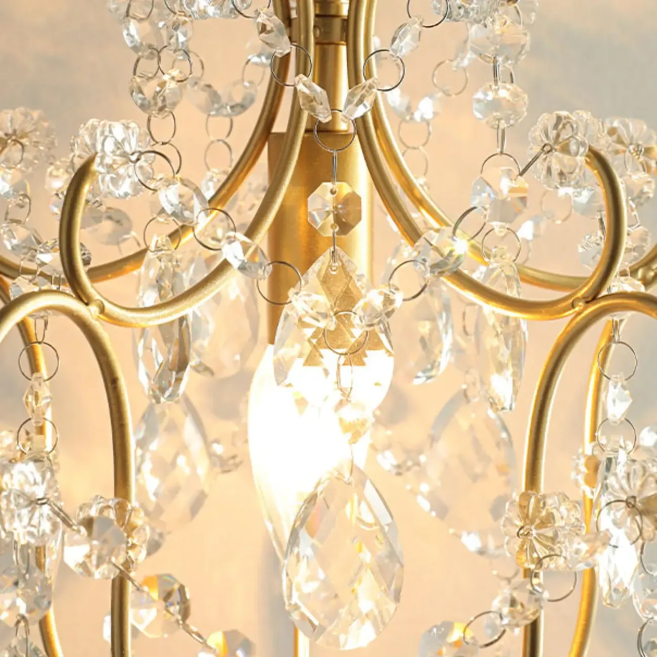 Elegant Gold Crystal Mini Kitchen Pendant Light Adjustable Chain Image - 10