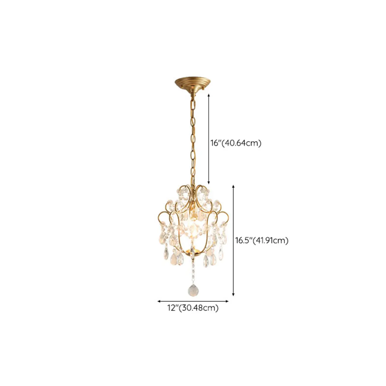 Elegant Gold Crystal Mini Kitchen Pendant Light Adjustable Chain #size