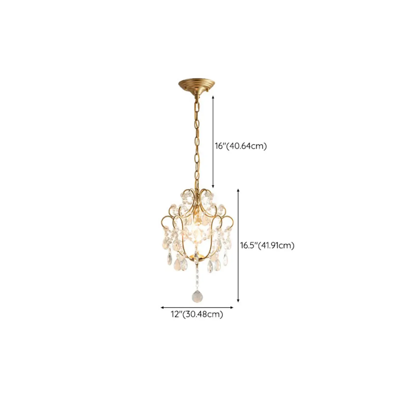 Elegant Gold Crystal Mini Kitchen Pendant Light Adjustable Chain #size