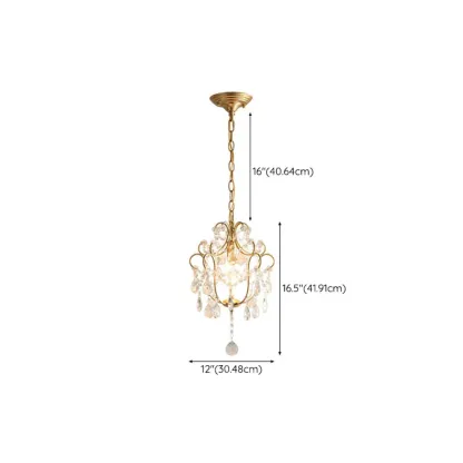 Elegant Gold Crystal Mini Kitchen Pendant Light Adjustable Chain #size