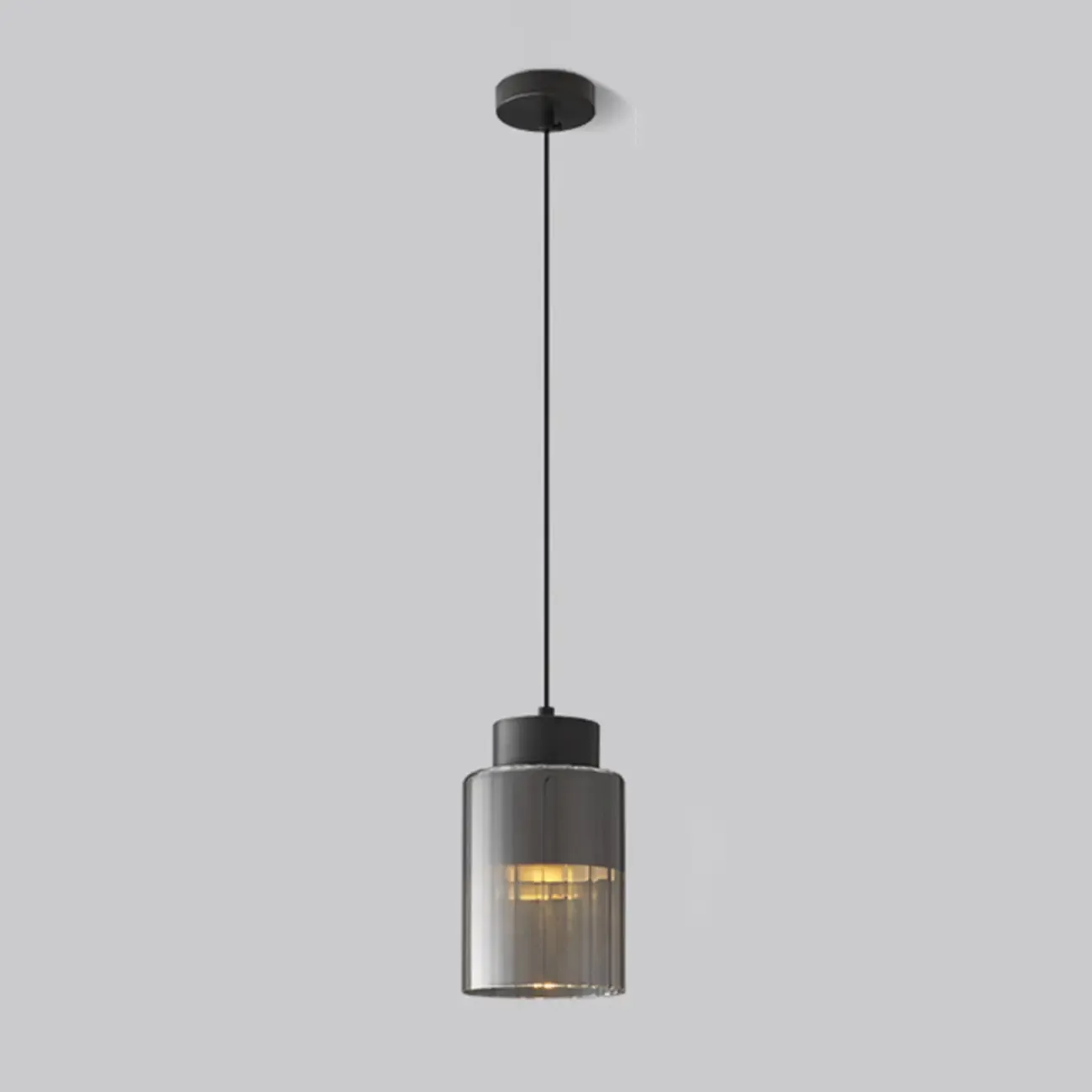 Minimalist Brass Clear Glass Cylinder Hanging Pendant Light  Image - 5