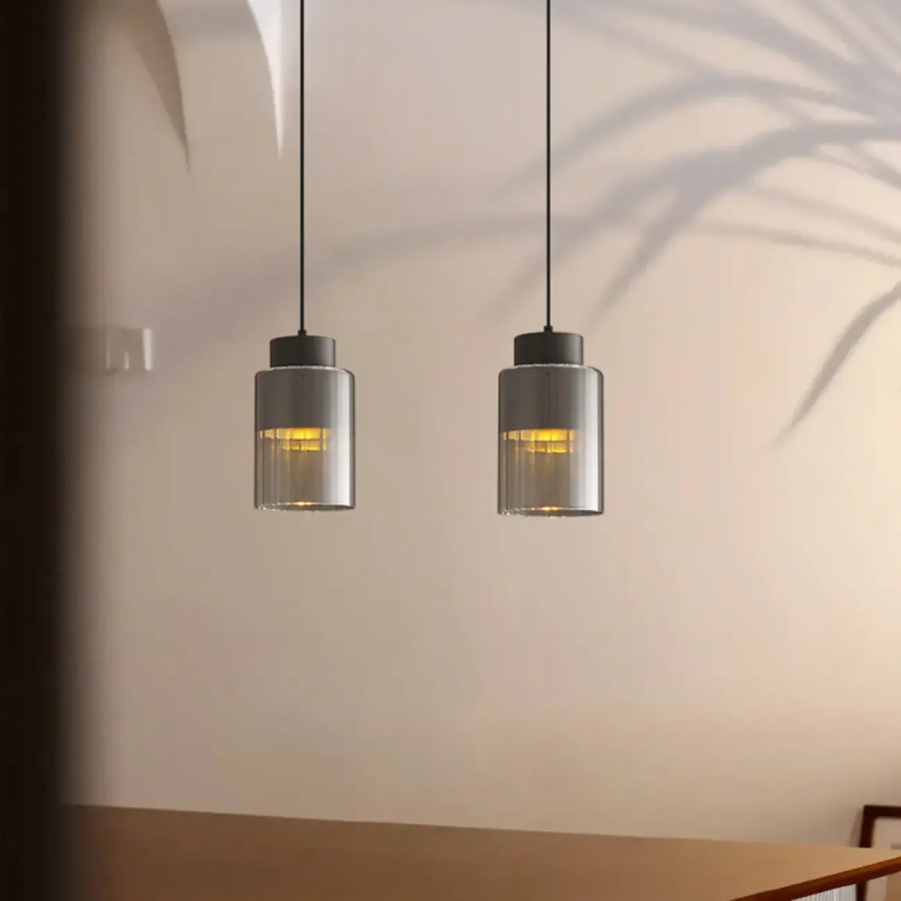 Minimalist Brass Clear Glass Cylinder Hanging Pendant Light  Image - 7