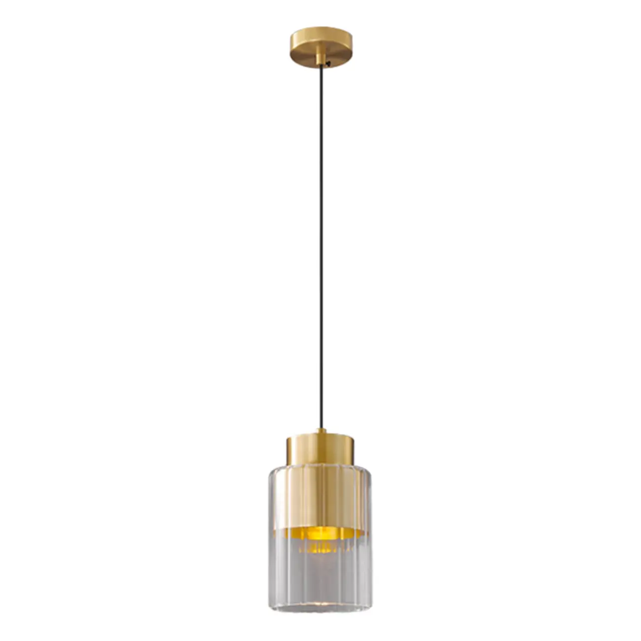 Minimalist Brass Clear Glass Cylinder Hanging Pendant Light  Image - 10 | homeyfad