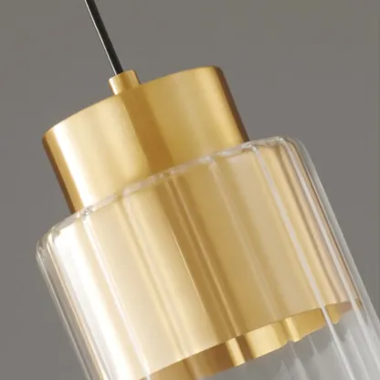 Minimalist Brass Clear Glass Cylinder Hanging Pendant Light  Image - 13