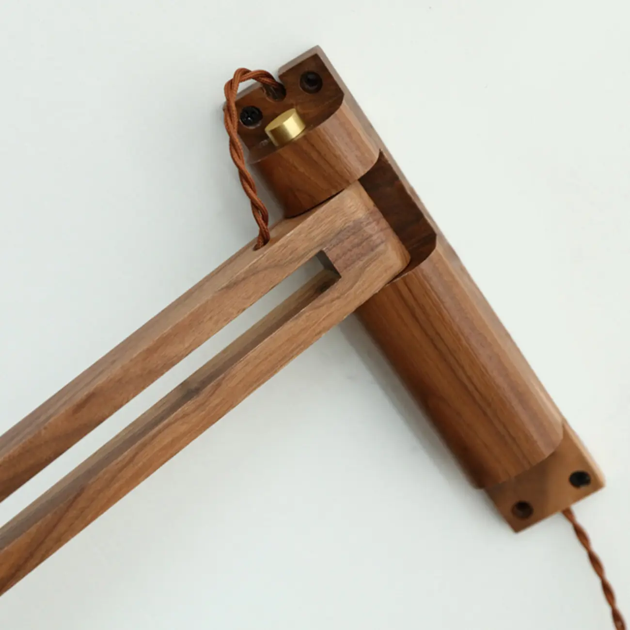 Vintage Wood Natural Plug-In Swing Arm Wall Light Image - 12 | homeyfad