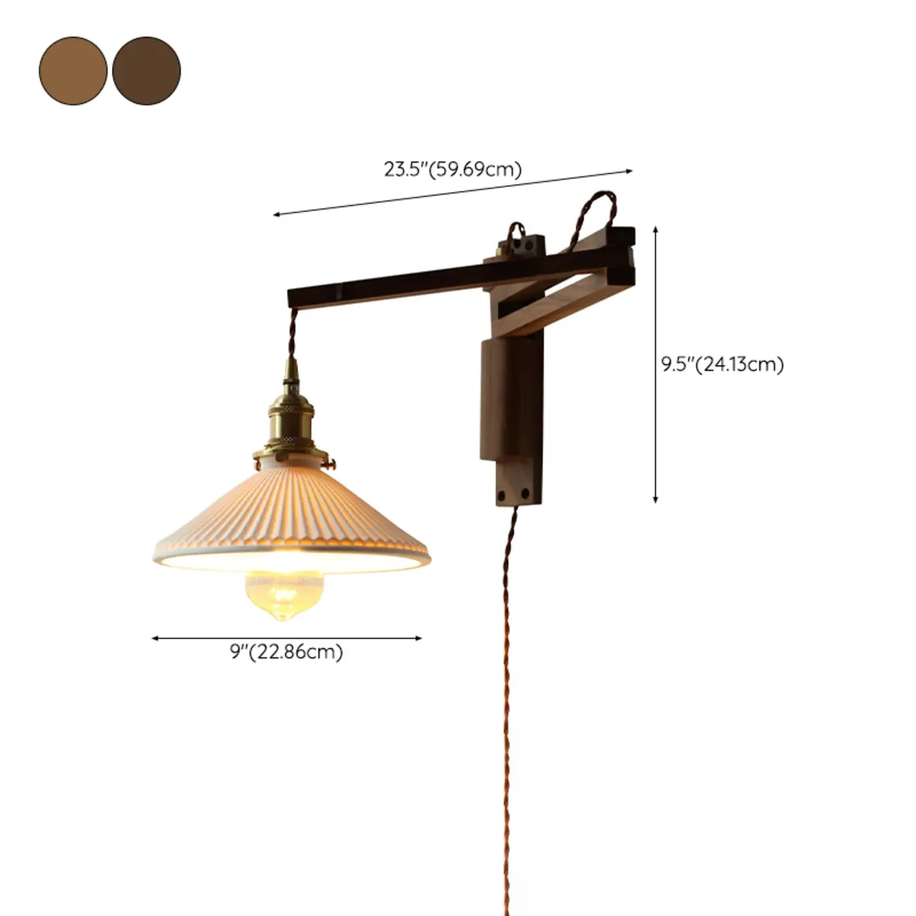 Vintage Wood Natural Plug-In Swing Arm Wall Light Image - 16 | homeyfad