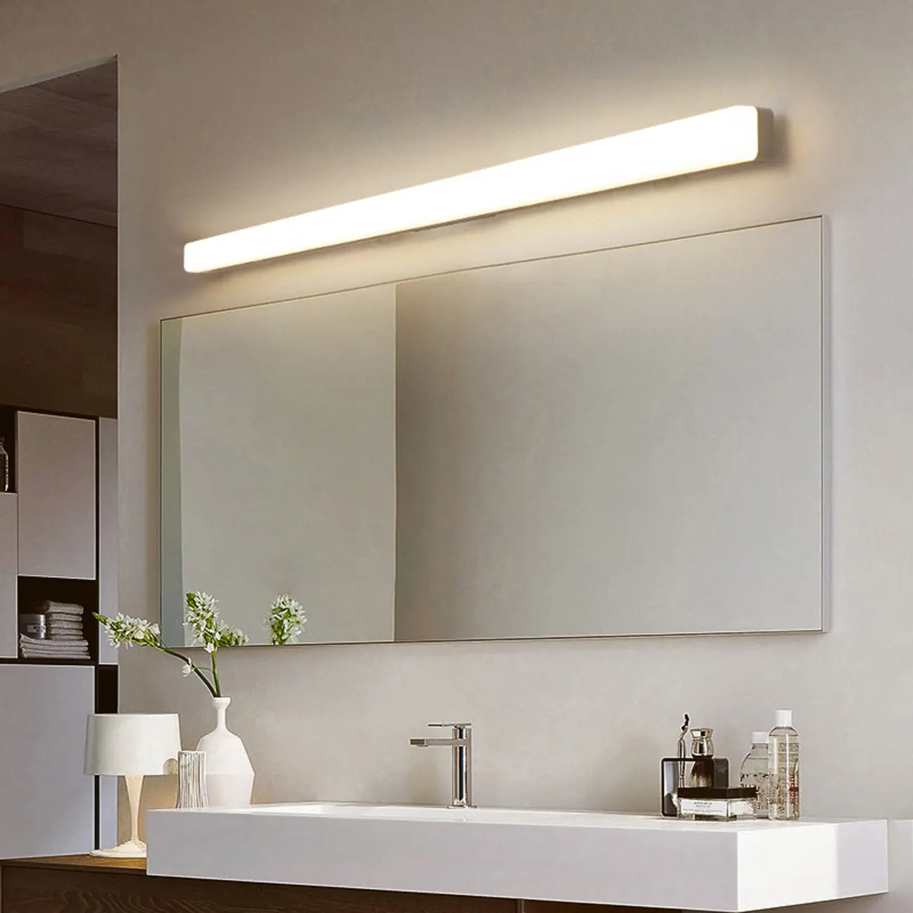 Glam Tube LED Vanity Light with Plastic Shade for Bathroom Image - 4 | homeyfad