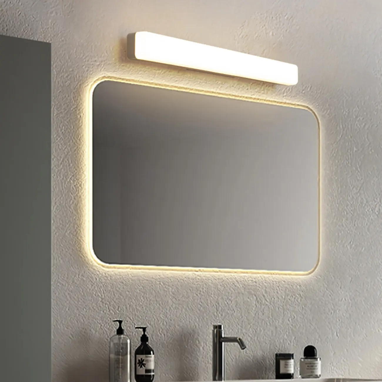 Glam Tube LED Vanity Light with Plastic Shade for Bathroom Image - 6 | homeyfad