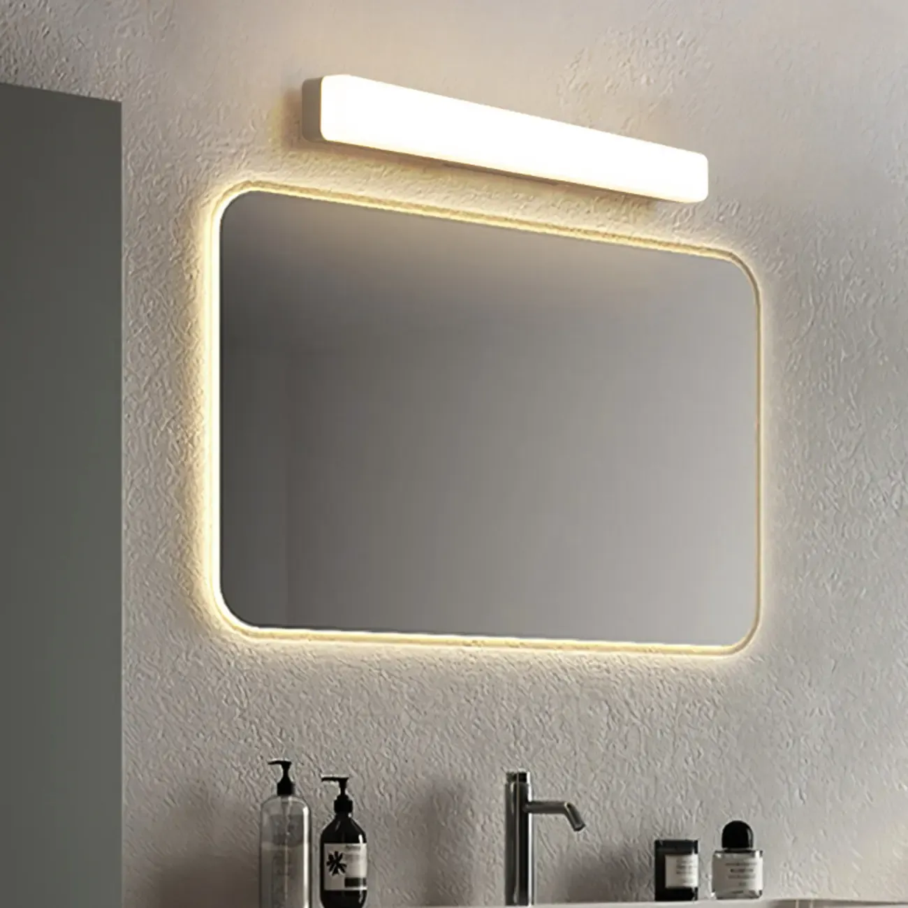 Glam Tube LED Vanity Light with Plastic Shade for Bathroom Image - 6