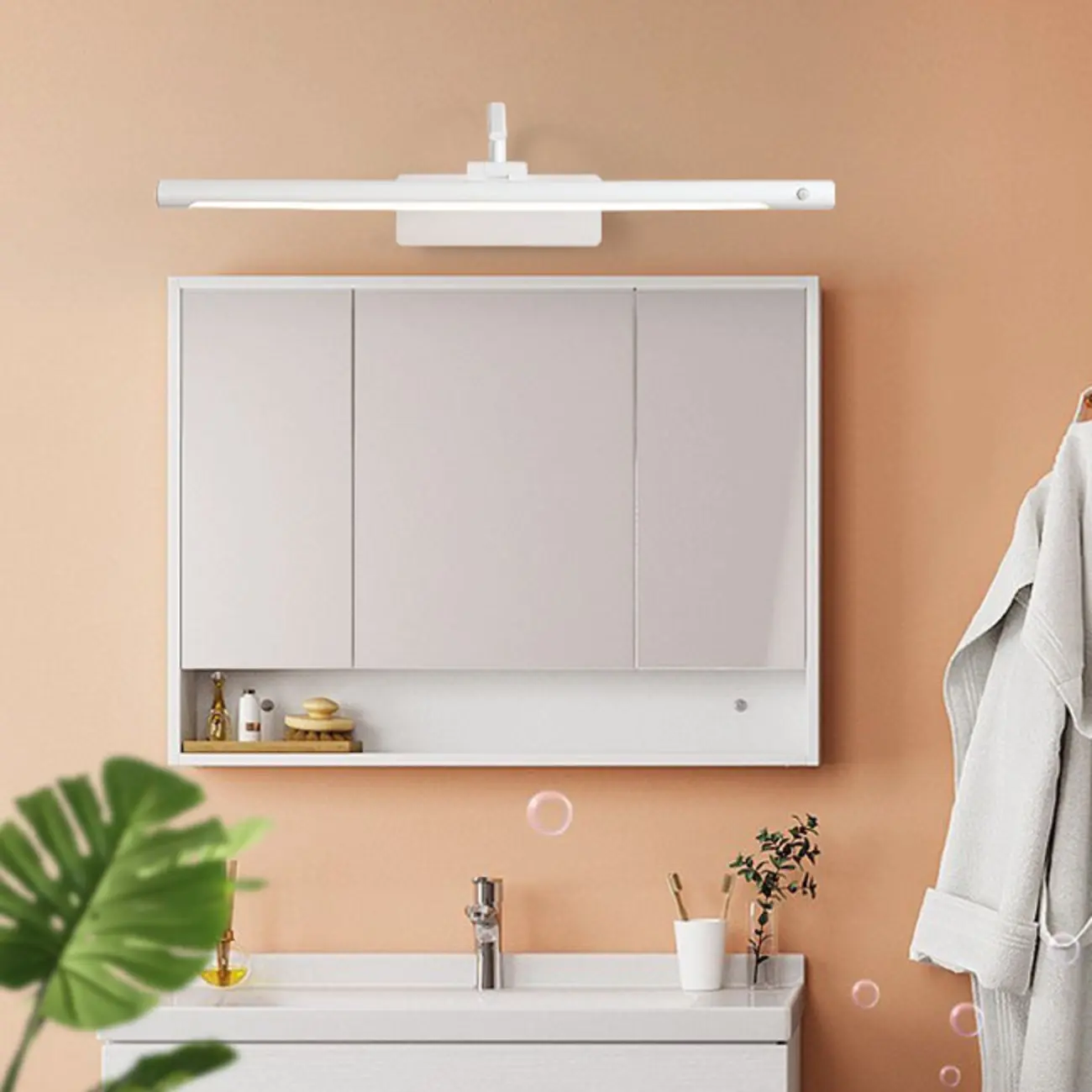 Stylish Metal Linear Natural Light LED Bathroom Vanity Light Image - 3 | homeyfad