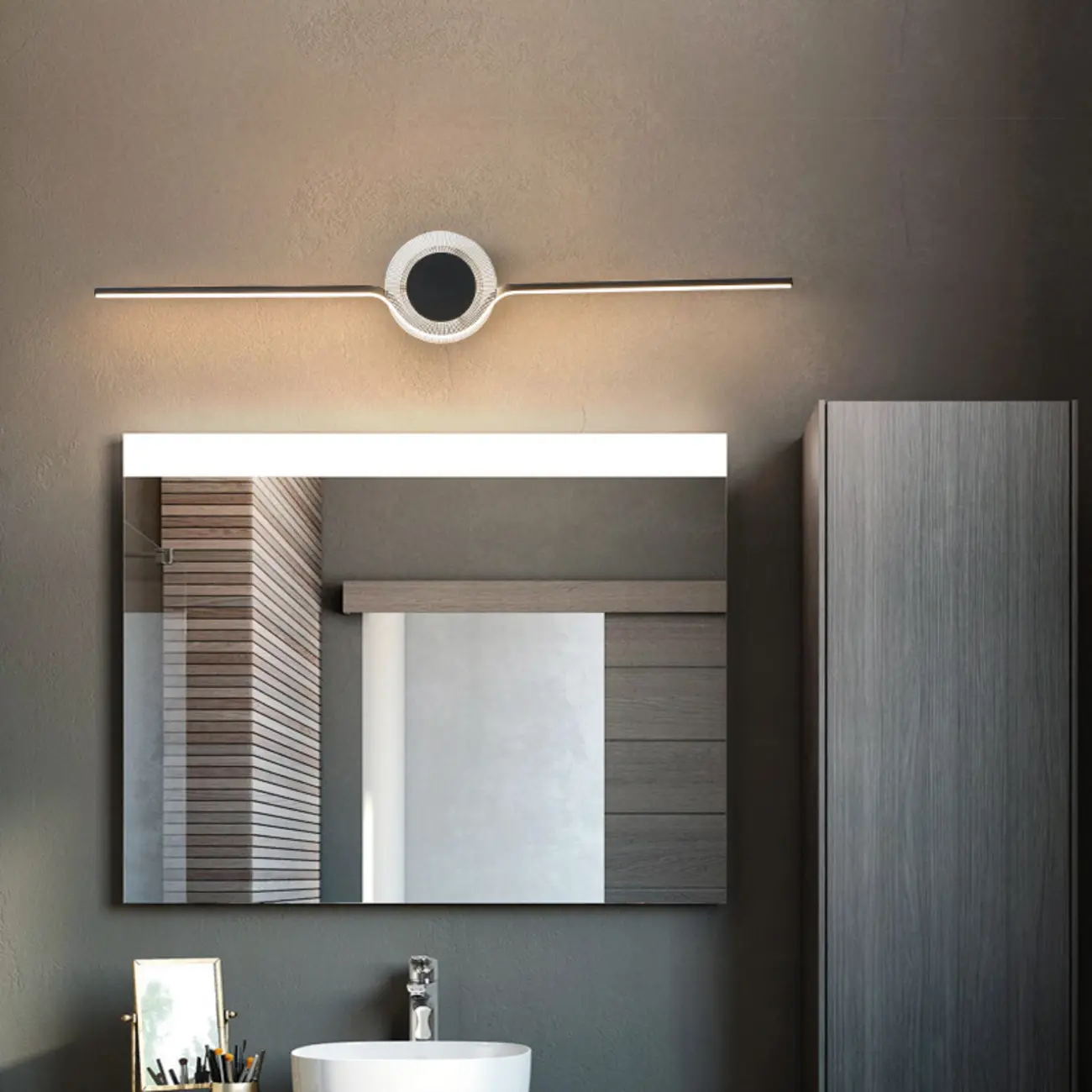 Contemporary Black 2-Light Linear Metal Vanity Light Image - 1 | homeyfad