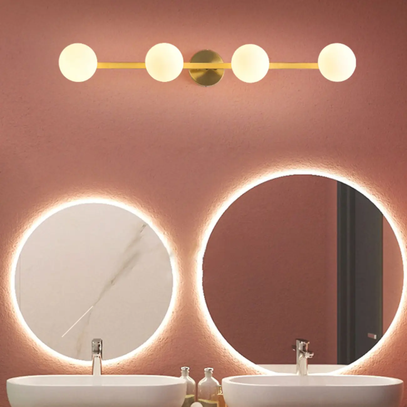 Modern Gold Glass Globe Vanity Light for Bathroom | homeyfad