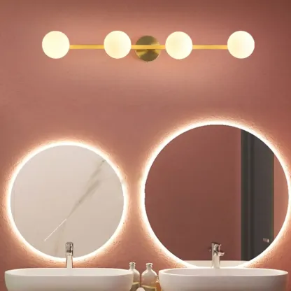 Modern Gold Glass Globe Vanity Light for Bathroom