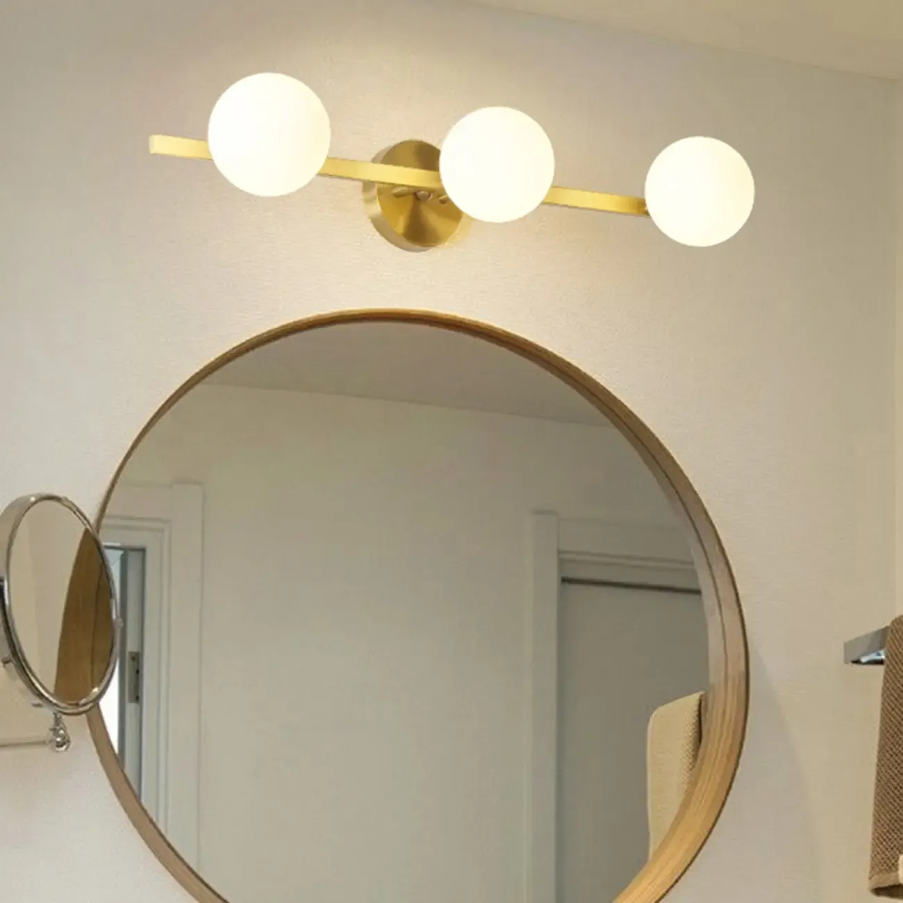Modern Gold Glass Globe Vanity Light for Bathroom