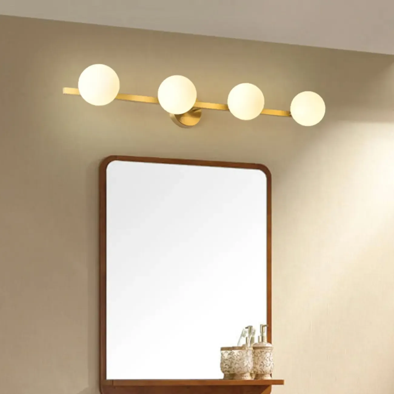 Modern Gold Glass Globe Vanity Light for Bathroom