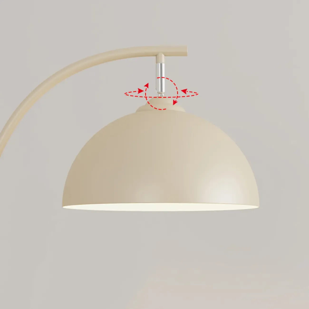 Arc Modern Cream Iron Bowl Floor Lamp with Shelf Image - 7