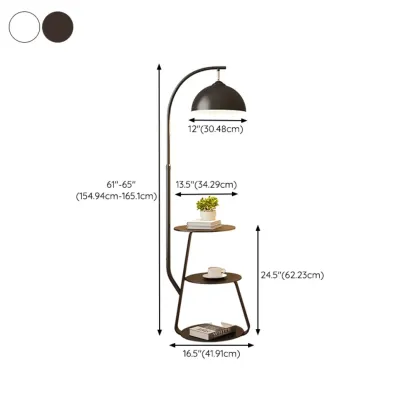 Arc Modern Cream Iron Bowl Floor Lamp with Shelf #size