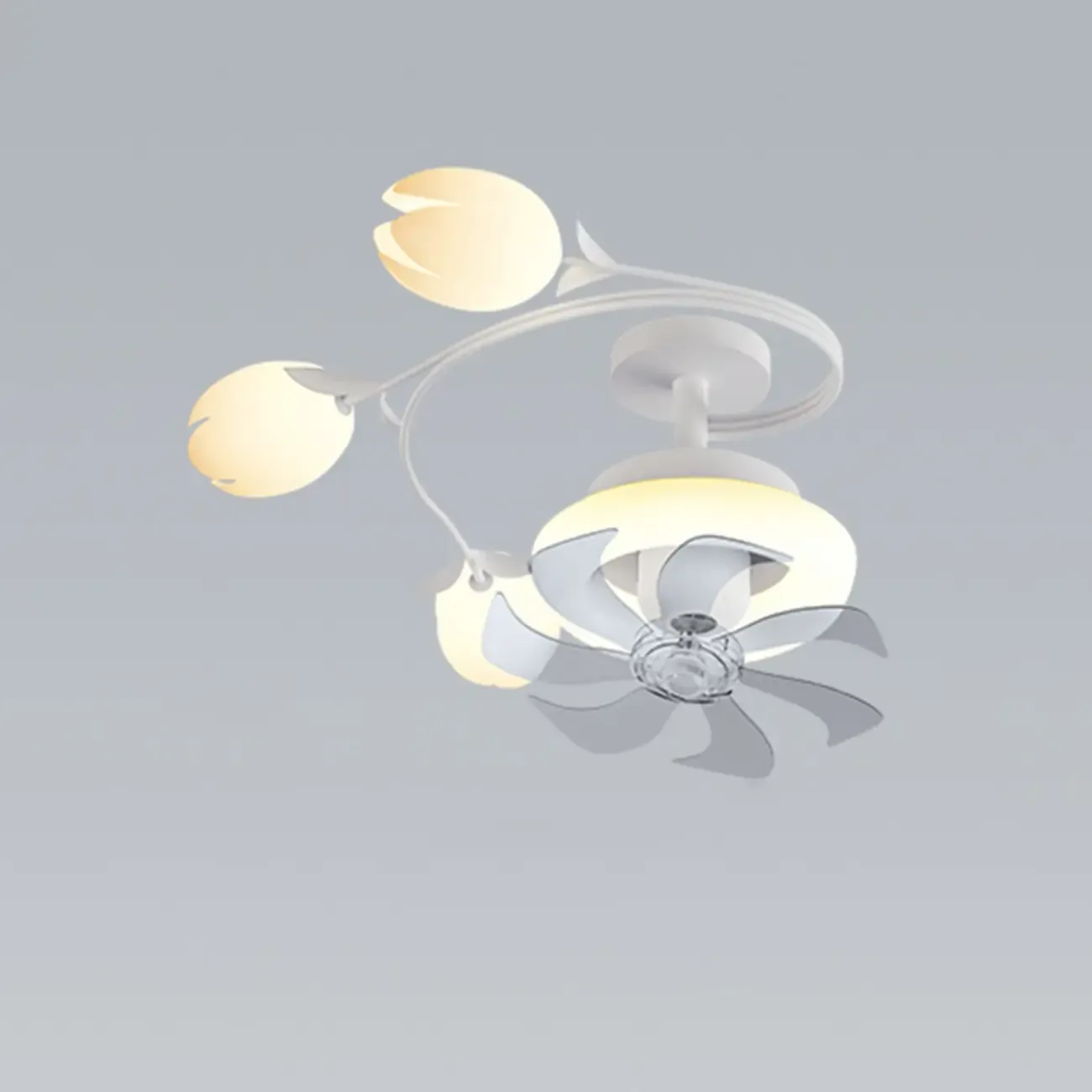 Modern White Ceiling Fan with Lights for Living Room Image - 3
