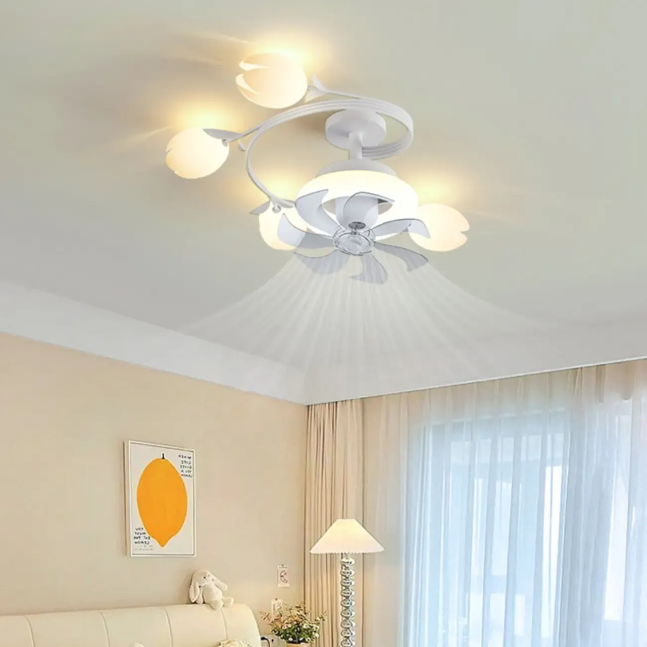 Modern White Ceiling Fan with Lights for Living Room Image - 4