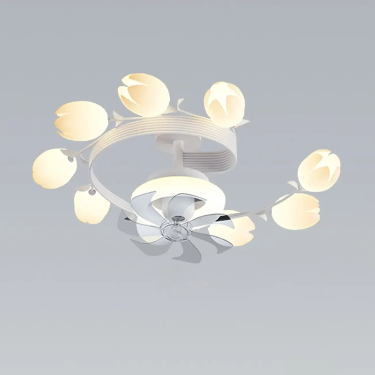Modern White Ceiling Fan with Lights for Living Room Image - 6