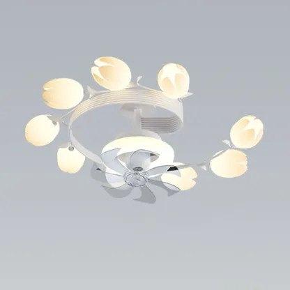 Modern White Ceiling Fan with Lights for Living Room Image - 6