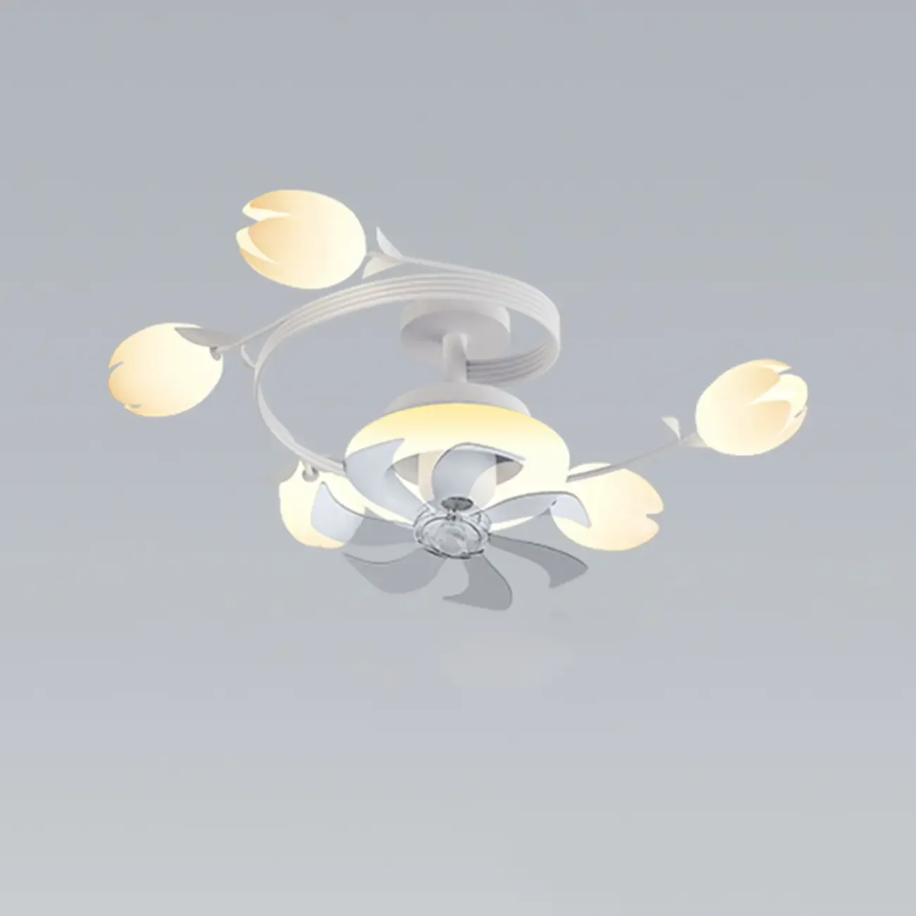 Modern White Ceiling Fan with Lights for Living Room Image - 8