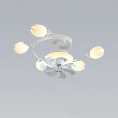 Modern White Ceiling Fan with Lights for Living Room Image - 8