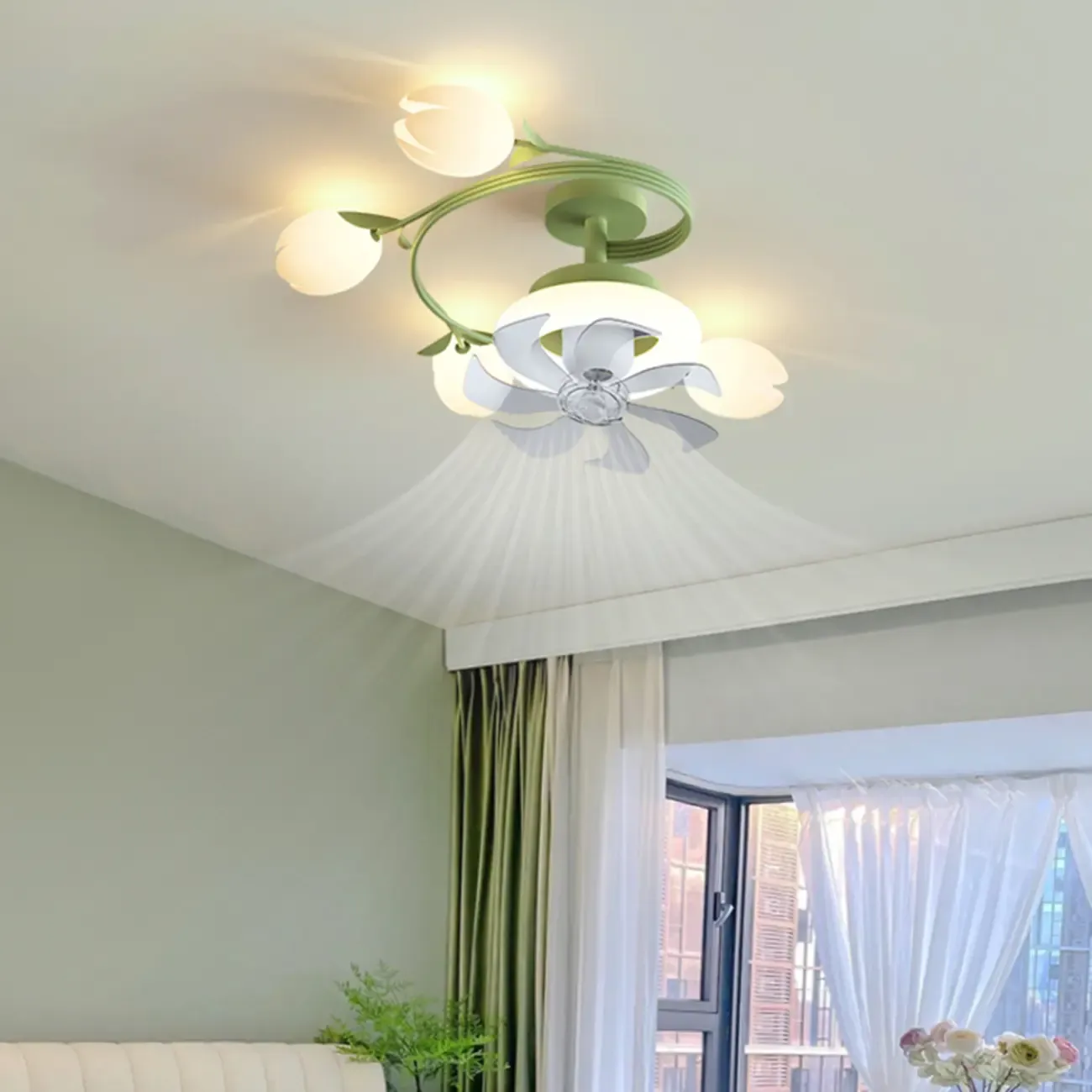 Modern White Ceiling Fan with Lights for Living Room Image - 9