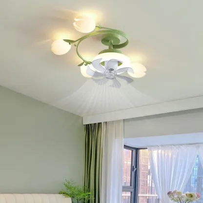 Modern White Ceiling Fan with Lights for Living Room Image - 9