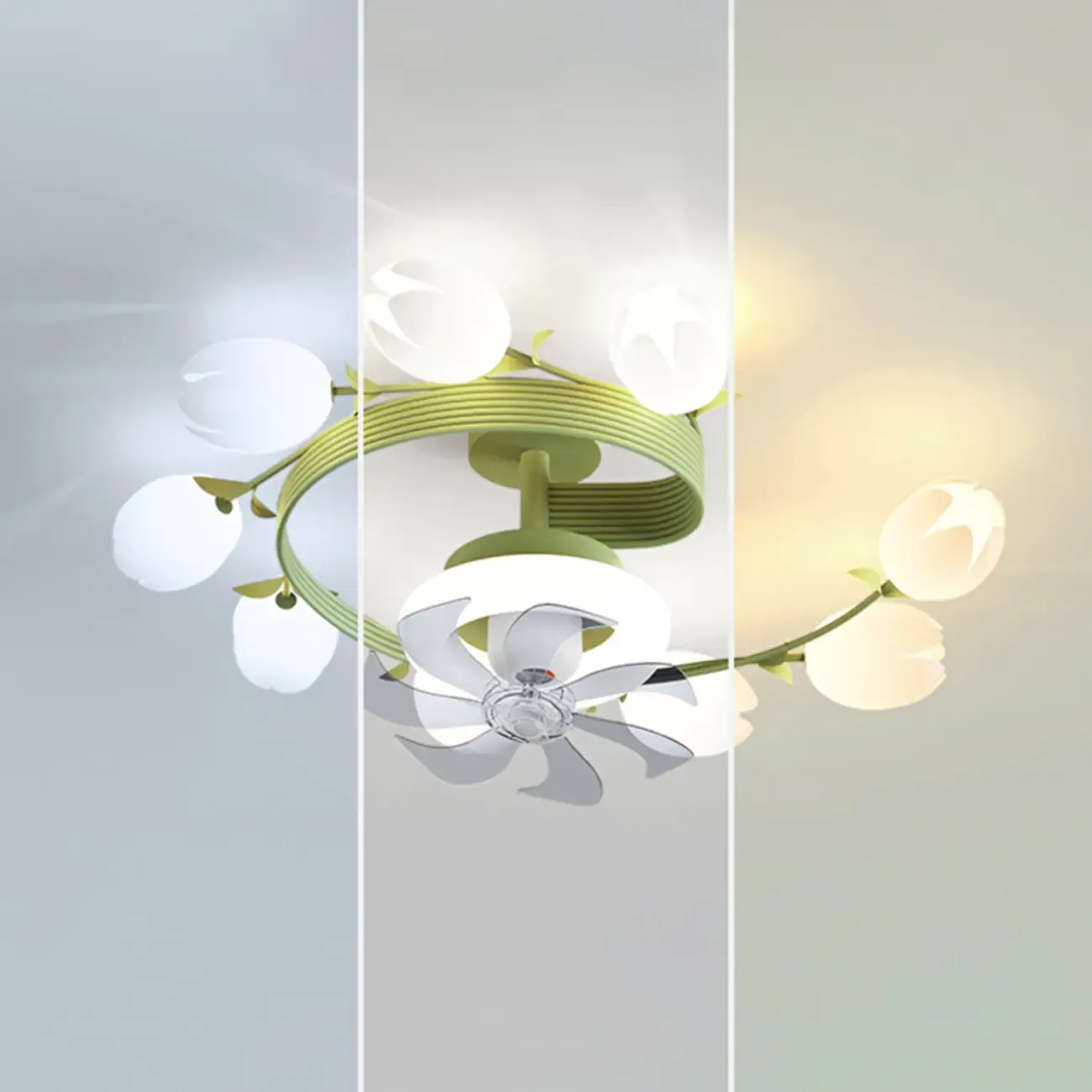 Modern White Ceiling Fan with Lights for Living Room Image - 13