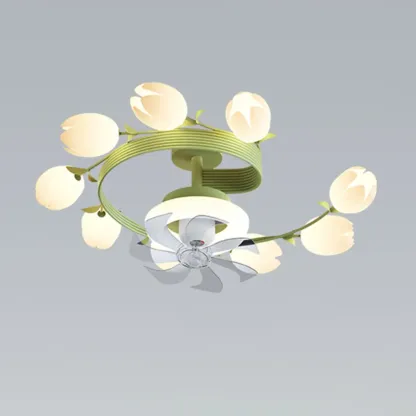 Modern White Ceiling Fan with Lights for Living Room Image - 14
