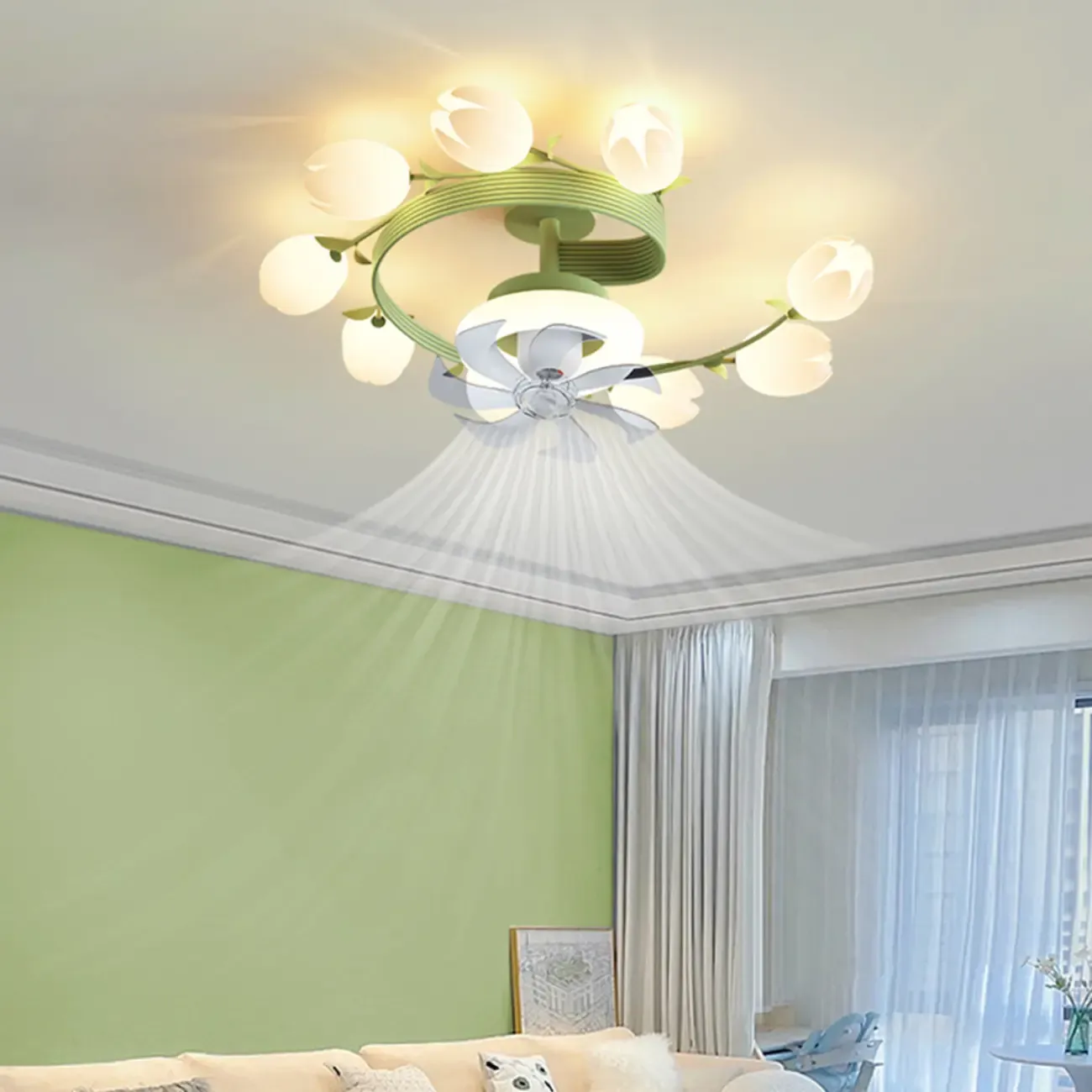 Modern White Ceiling Fan with Lights for Living Room Image - 19