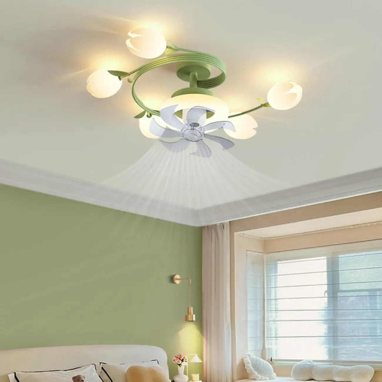 Modern White Ceiling Fan with Lights for Living Room Image - 20