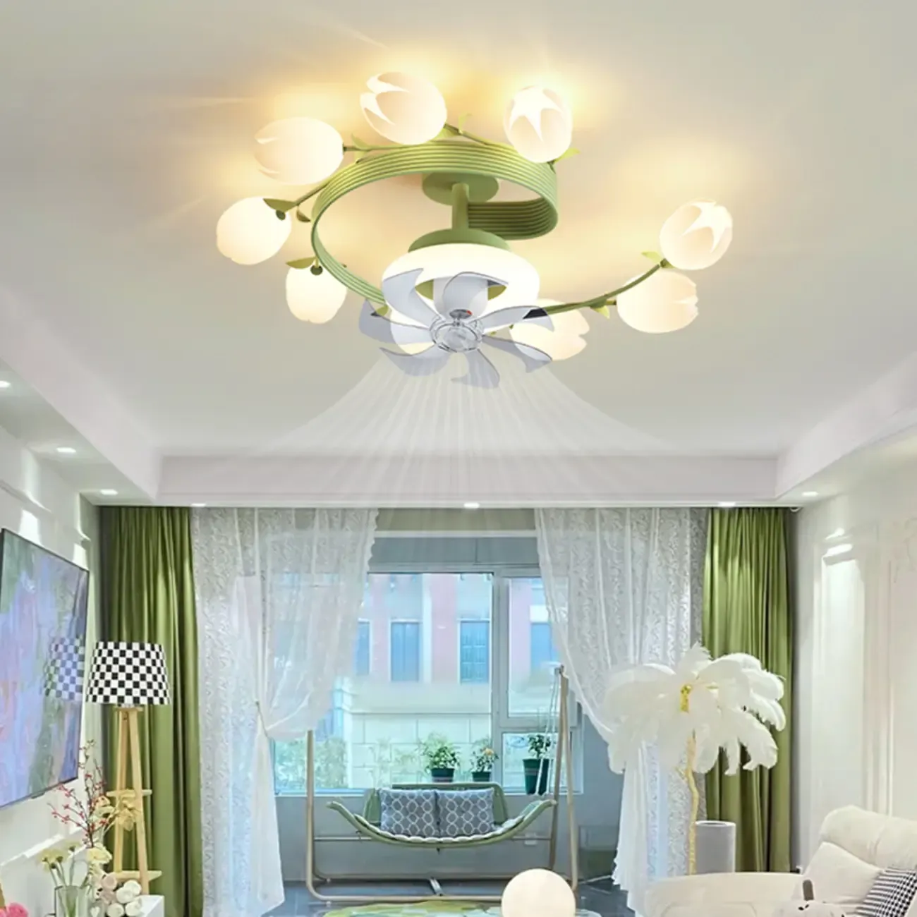 Modern White Ceiling Fan with Lights for Living Room Image - 1