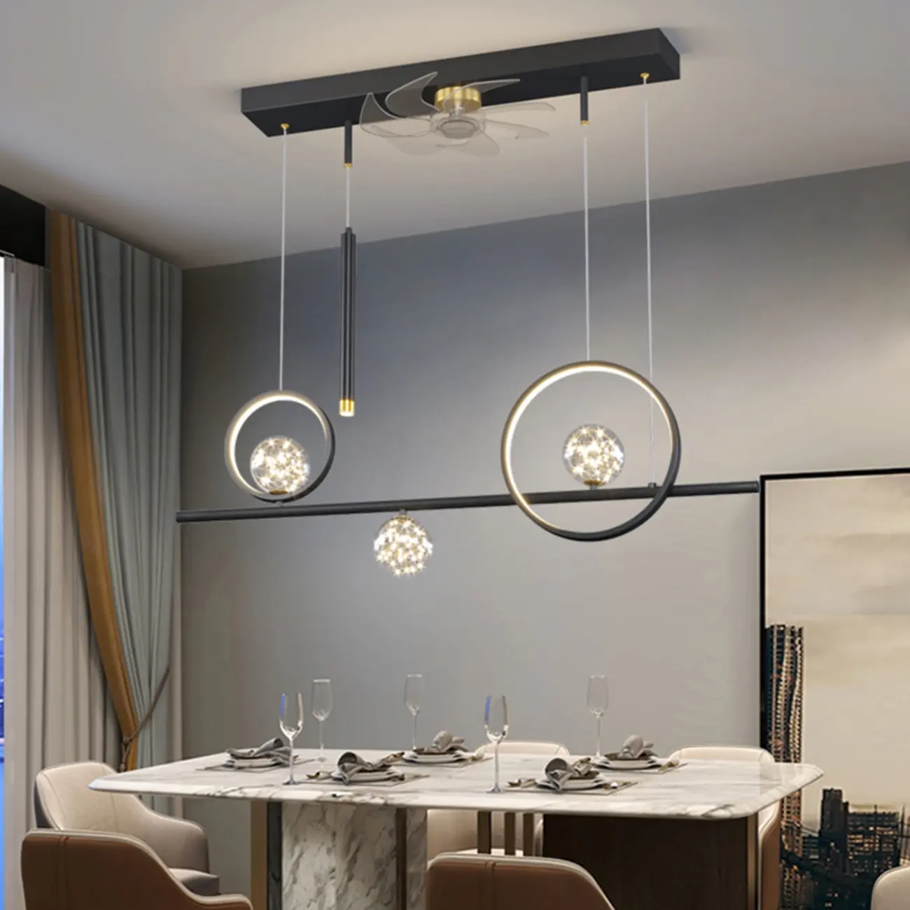 Art Deco Indoor Ceiling Fan with Light Remote Control for Dining Room | homeyfad