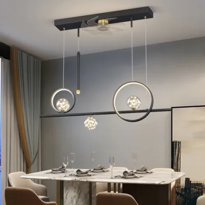 Art Deco Indoor Ceiling Fan with Light Remote Control for Dining Room