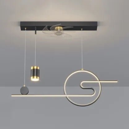 Art Deco Indoor Ceiling Fan with Light Remote Control for Dining Room