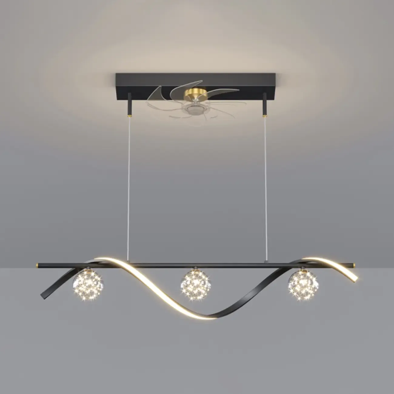 Art Deco Indoor Ceiling Fan with Light Remote Control for Dining Room